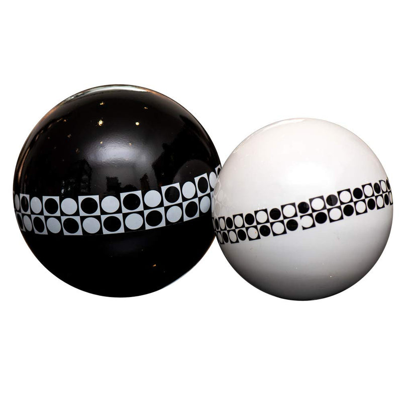 Eclante Decorative Sphere Sculpture | Black, White and Black Pattern