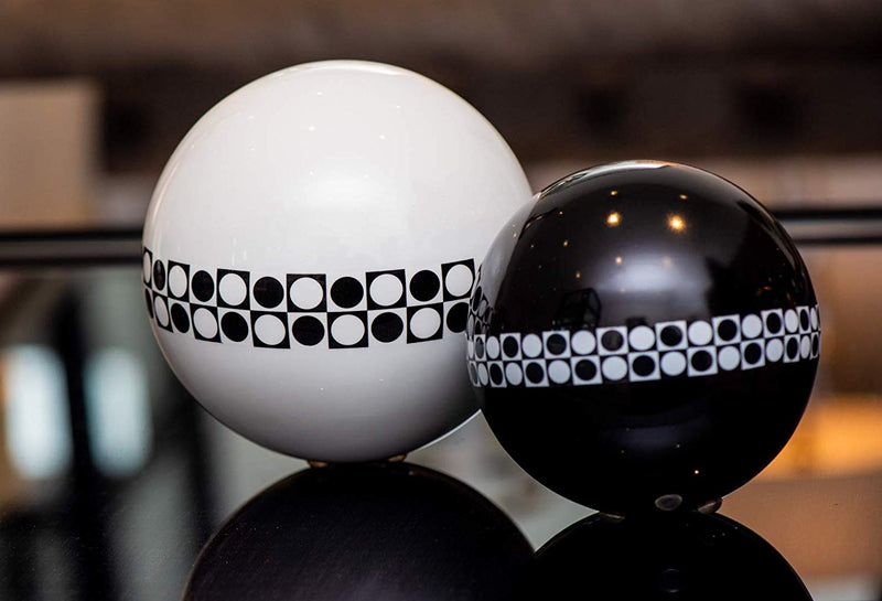 Eclante Decorative Sphere Sculpture | White, Black and White Pattern