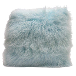 Eclante Mongolian Lamb Fur Turquoise Blue Throw Pillow | 100% Real Mongolian Lamb Fur