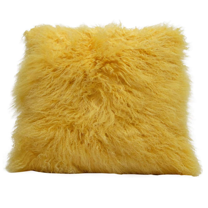 Mongolian Sheepskin Natural White Throw Pillow - Pillow Decor