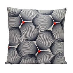 Eclante Efizzy Throw Pillow | Off White and Black with Red Dots