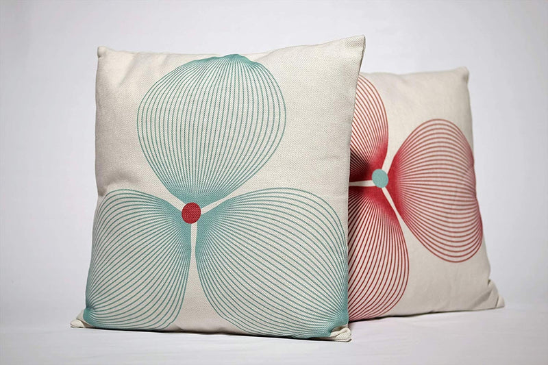 Eclante Estella Throw Pillow | Off White and Turquoise