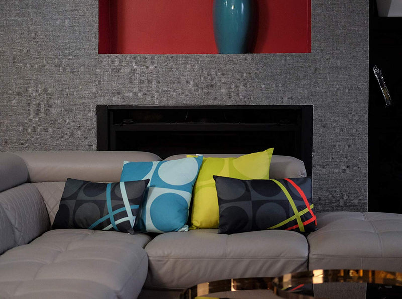 Eclante BelGusto Indoor Outdoor Throw Pillow | Gray, Black, Lemon and Red