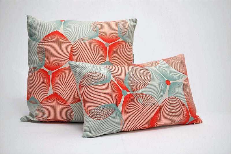 Eclante Efizzy Throw Pillow | Off White, Red and Turquoise